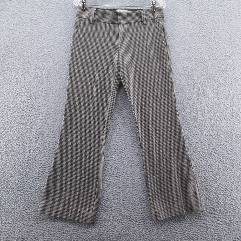 Alice Olivia Womens Wide Leg Wool Trouser Pants 2 Beige Brown Houndstooth Career - Picture 1 of 13